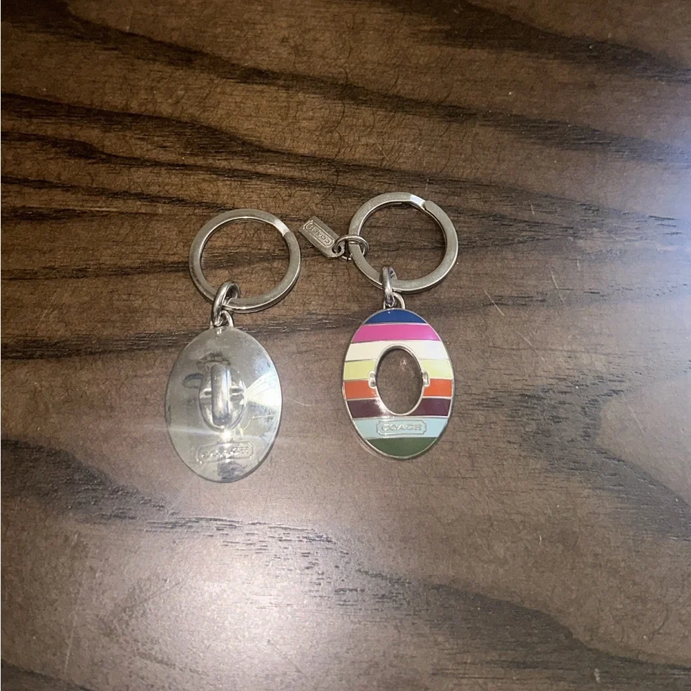 Coach Legacy Stripe Oval Turnlock Valet Key Chain Bag Charm - Picture 6 of 6